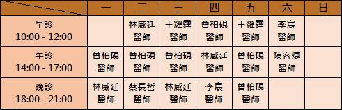 台北林威廷身心科診所門診時刻表